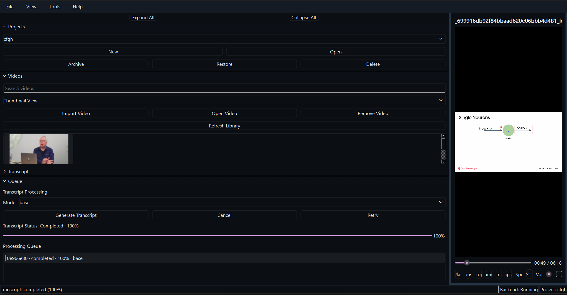 Advanced Video QA System Detail View 1