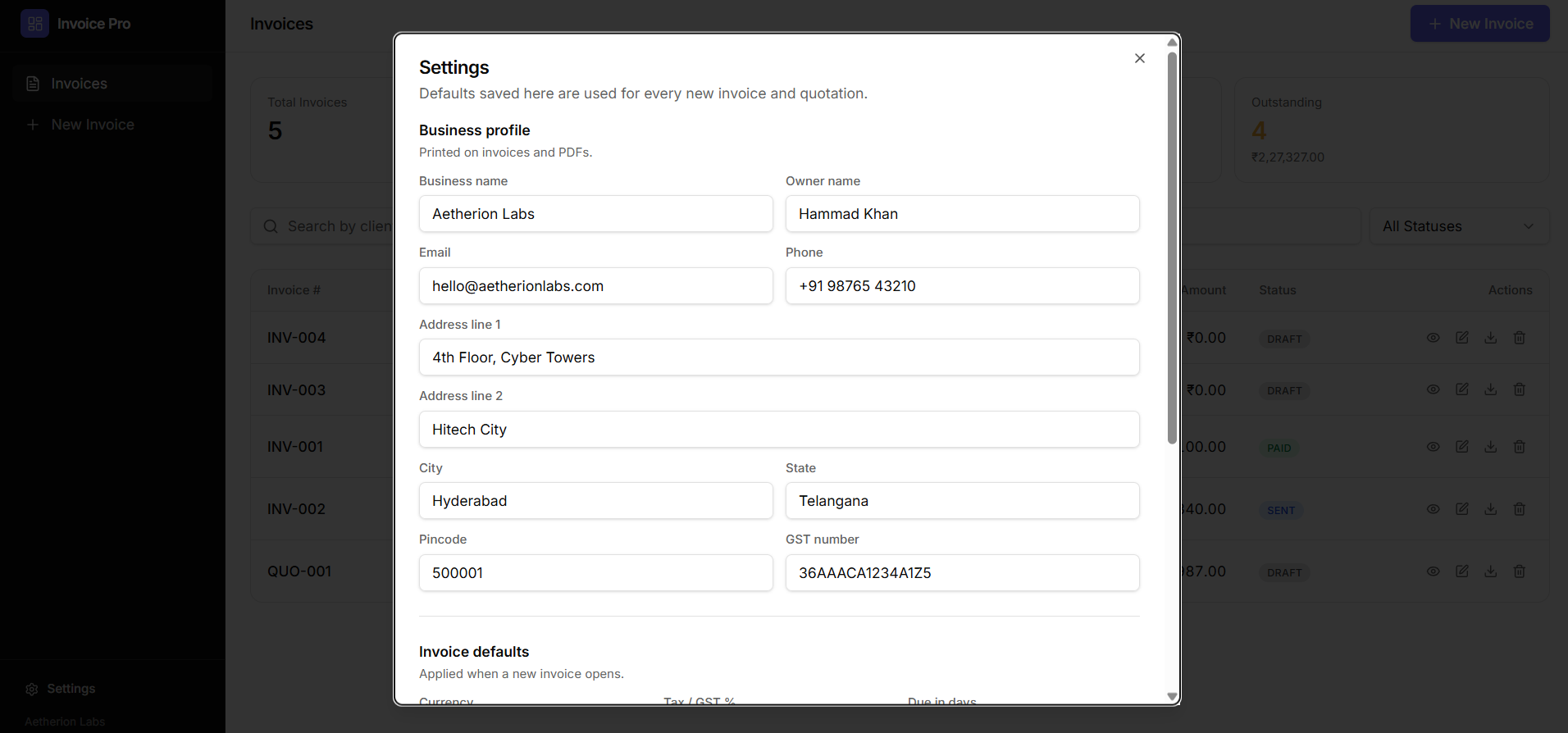 Invoice Generator Pro Detail View 1